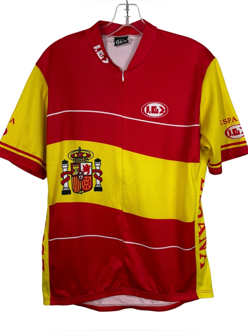 Espana Spain Men's Zip Up Cycling Jersey Top Louis Garneau Adult Large L Biking